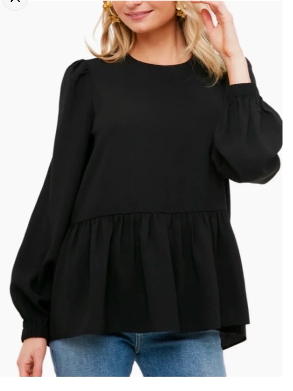 Tuckernuck Pomander Place Black Carlotta Peplum Blouse